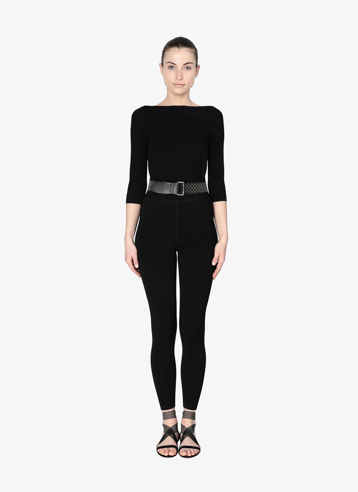 BELT CUIR LUX LOSANGE+CLOU BLACK ALAÏA BLACK  BELT CUIR LUX LOSANGE+CLOU BLACK